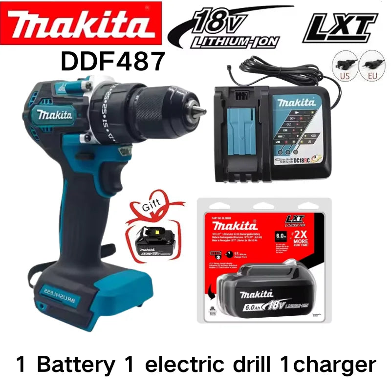 Makita DDF487 18V Cordless Brushless Electric Drill Driver Compact High Torque LXT Electric Variable Speed Brushless Motor Tool