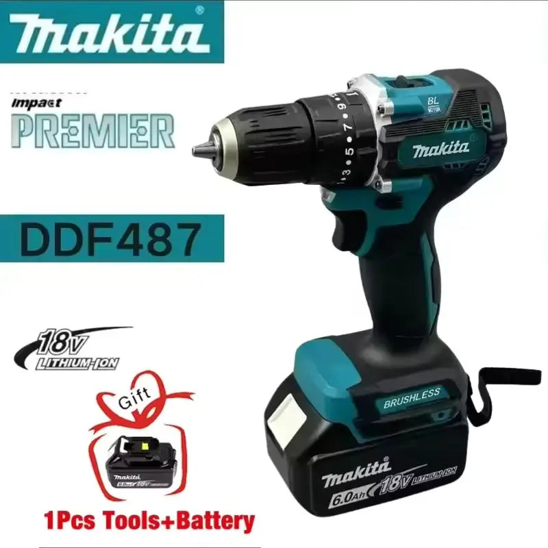 Makita DDF487 18V Cordless Brushless Electric Drill Driver Compact High Torque LXT Electric Variable Speed Brushless Motor Tool