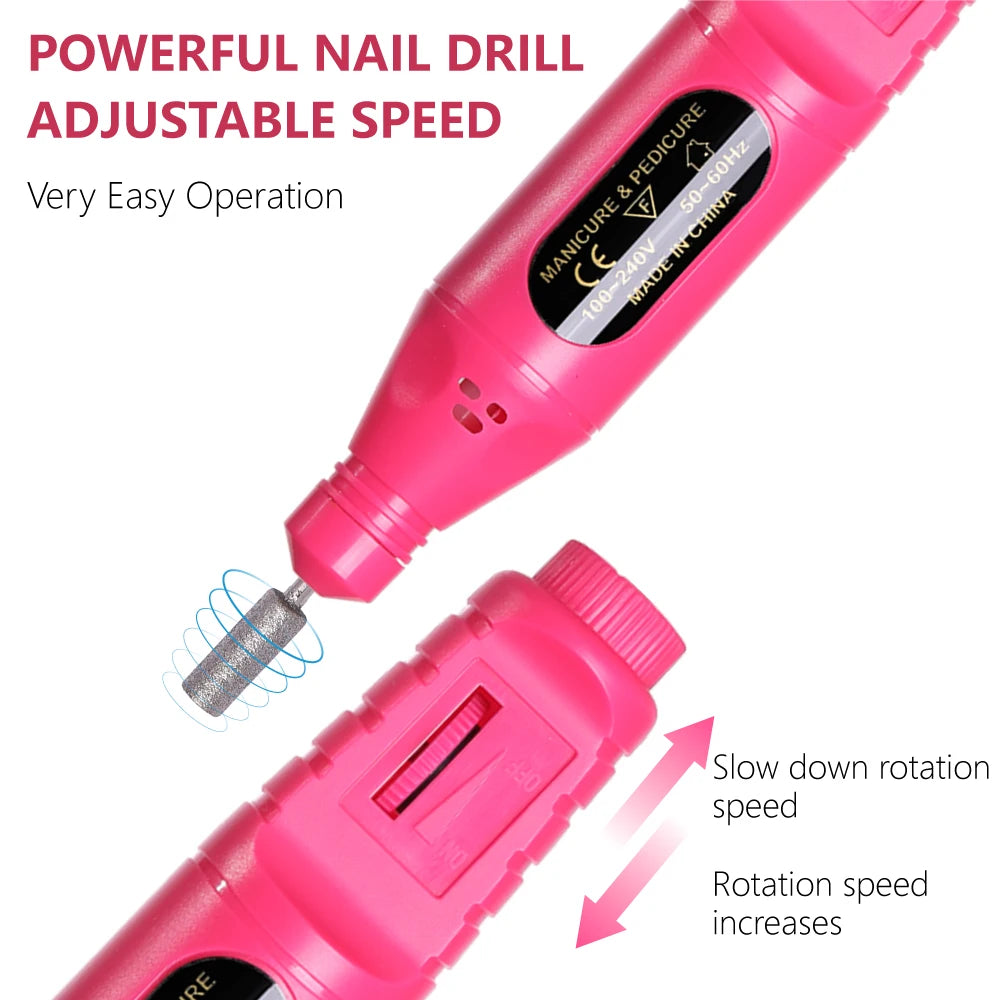 6 In 1 Portable Electric Nail Drill Kit, Manicure Polish Remover, Professional Nail File Pen Tool