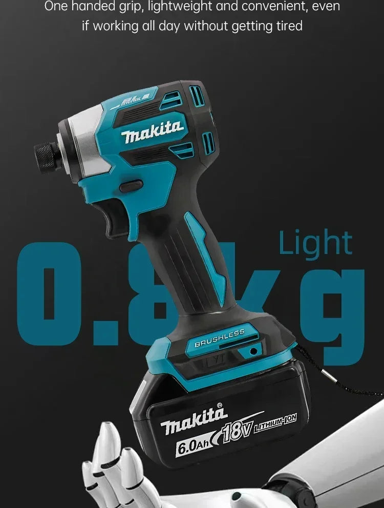 2025 Makita DTD173 bule 18v Brushless Lithium-ion Impact Driver Power Tool Multifunctional Tool, Drill Bit, Power Tool