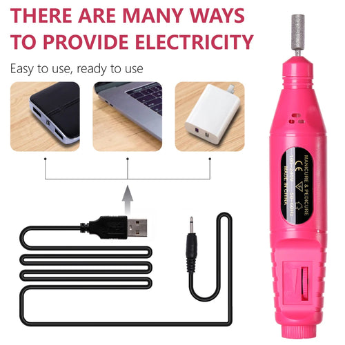 6 In 1 Portable Electric Nail Drill Kit, Manicure Polish Remover, Professional Nail File Pen Tool