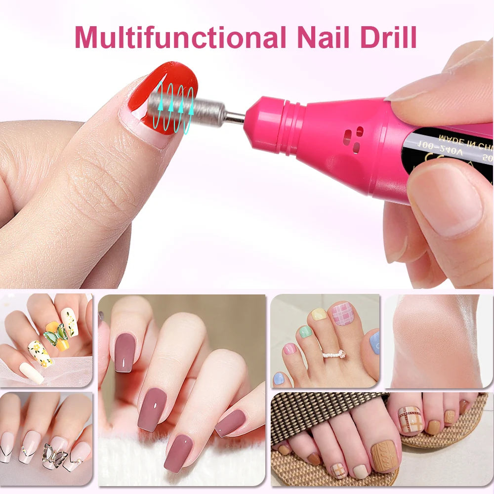 6 In 1 Portable Electric Nail Drill Kit, Manicure Polish Remover, Professional Nail File Pen Tool