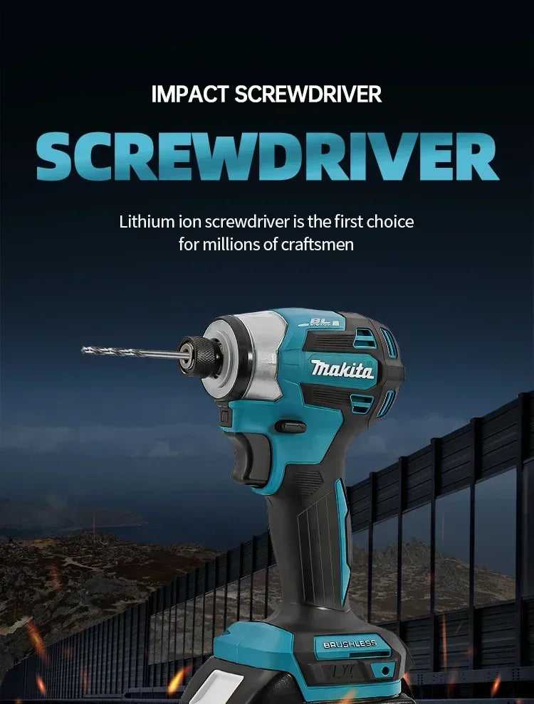 2025 Makita DTD173 bule 18v Brushless Lithium-ion Impact Driver Power Tool Multifunctional Tool, Drill Bit, Power Tool