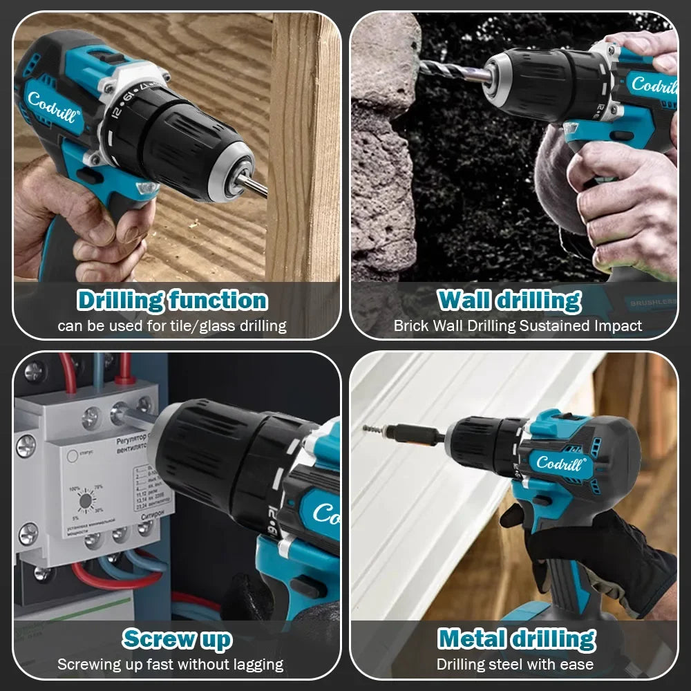 Makita DDF487 18V Cordless Brushless Electric Drill Driver Compact High Torque LXT Electric Variable Speed Brushless Motor Tool