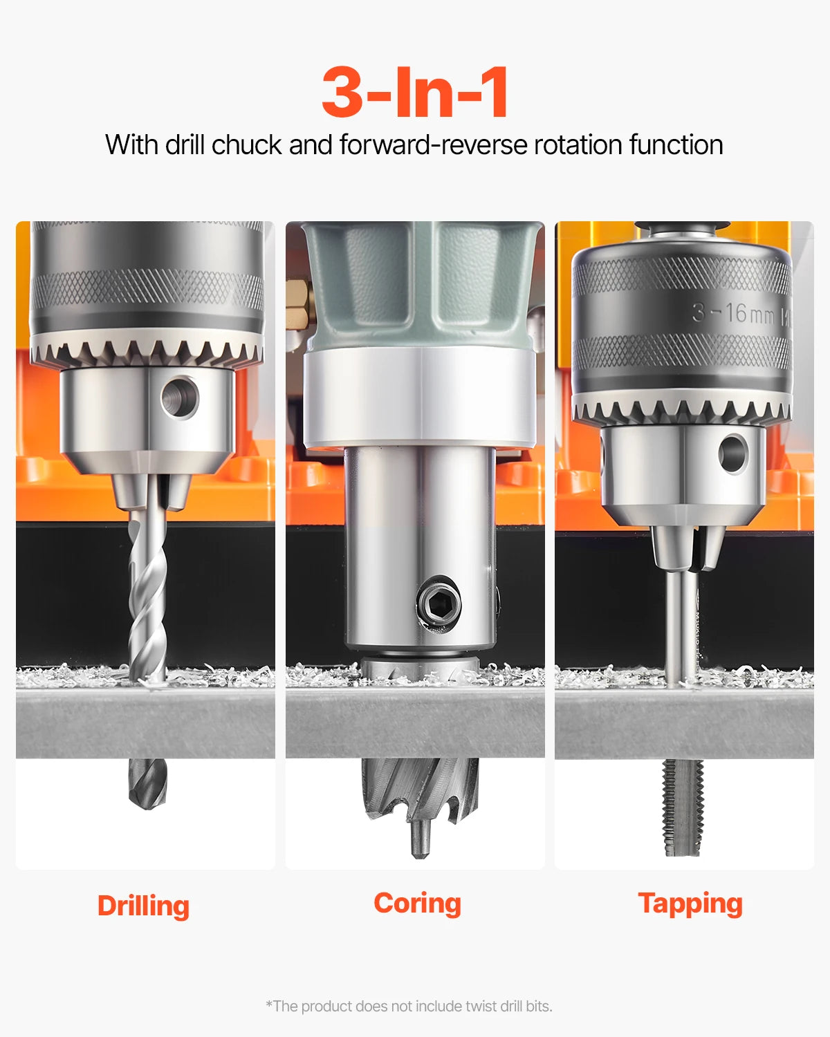 SucceBuy Magnetic Drill 1450W Motor Boring Diameter 2810 lbf Portable Electric Mag Drill Press Variable Speed Drilling Machine