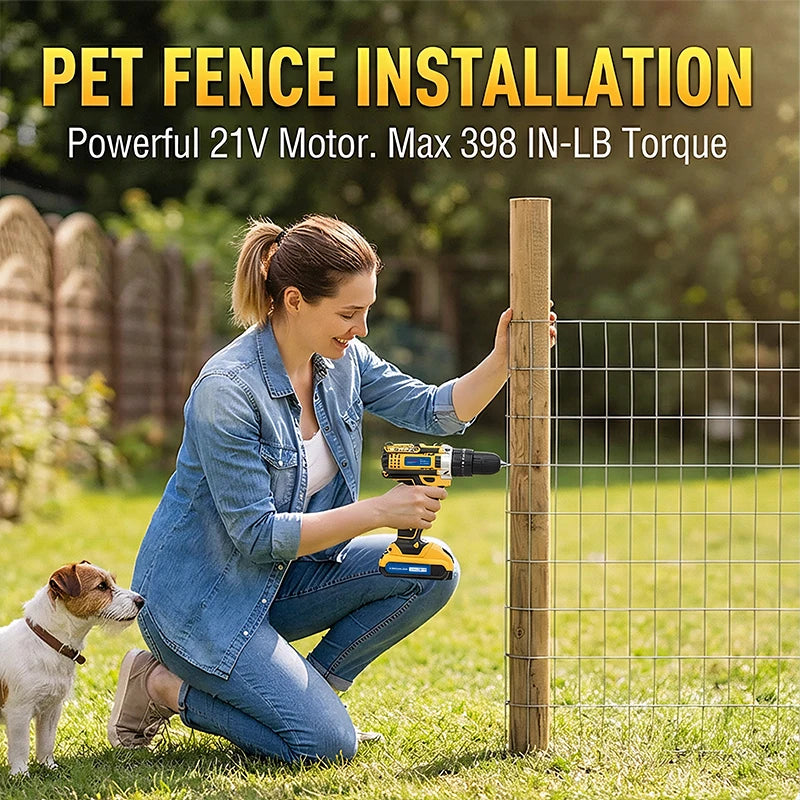 21V Electric Screwdriver Yellow Cordless Drill Set Household Power Drill Driver Home DIY Tool Kit