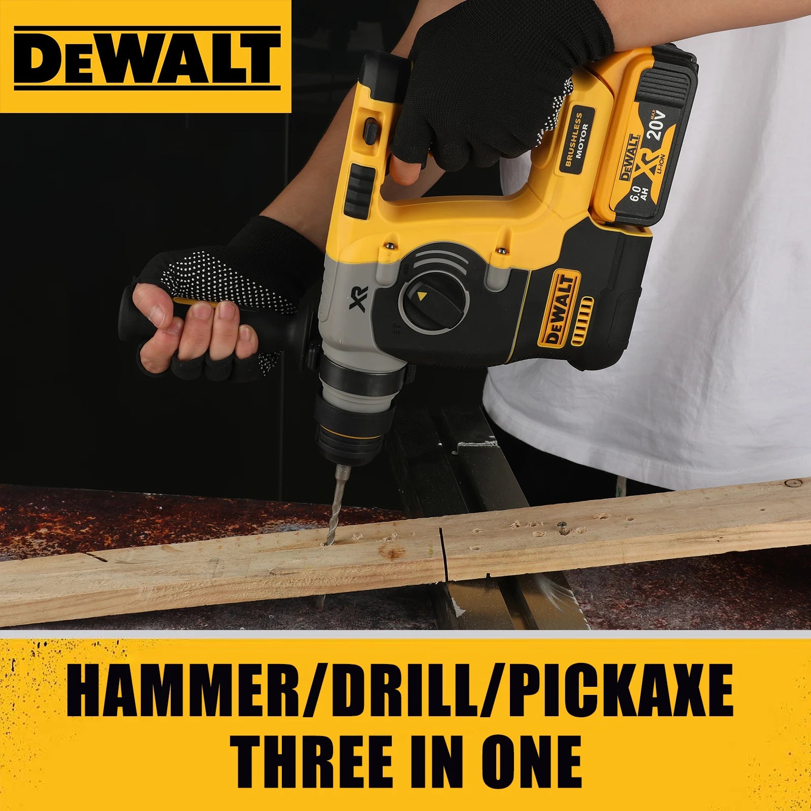 DEWALT DCH273 20V 6.0Ah Brushless SDS-Plus Rotary Hammer 2.1J 360° Handle Stepless Speed for Concrete Drilling