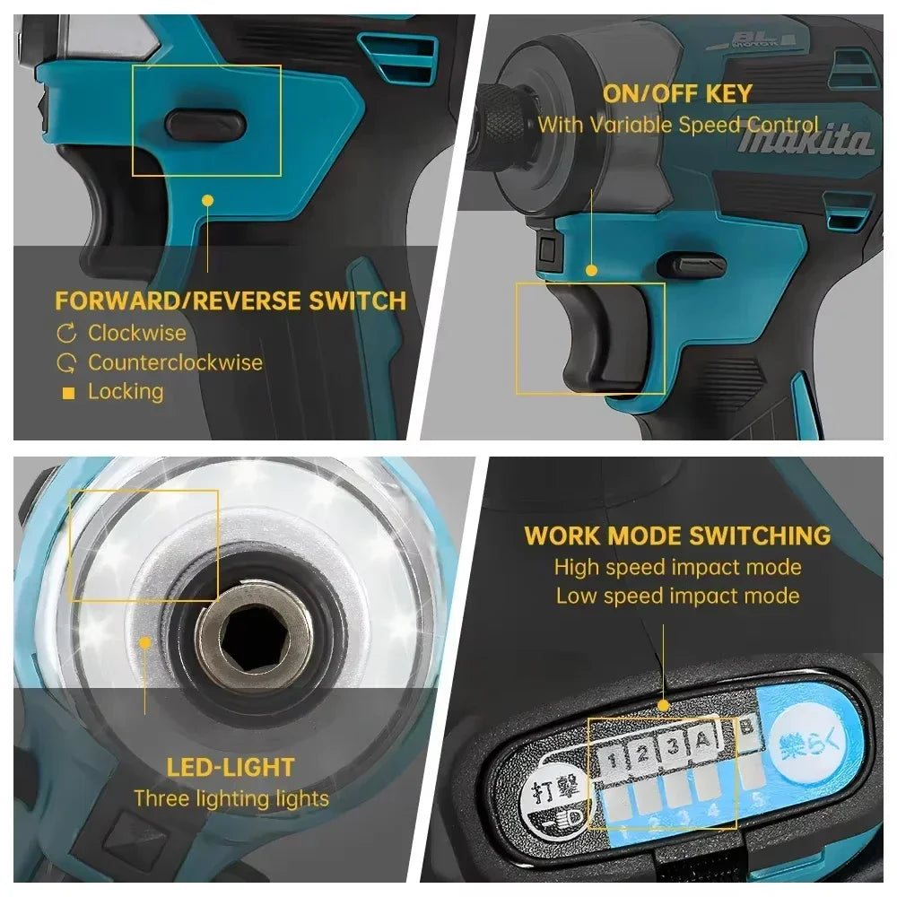 2025 Makita DTD173 bule 18v Brushless Lithium-ion Impact Driver Power Tool Multifunctional Tool, Drill Bit, Power Tool