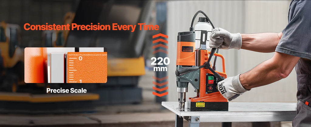 SucceBuy Magnetic Drill 1450W Motor Boring Diameter 2810 lbf Portable Electric Mag Drill Press Variable Speed Drilling Machine