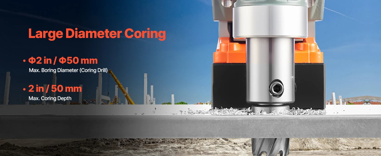 SucceBuy Magnetic Drill 1450W Motor Boring Diameter 2810 lbf Portable Electric Mag Drill Press Variable Speed Drilling Machine