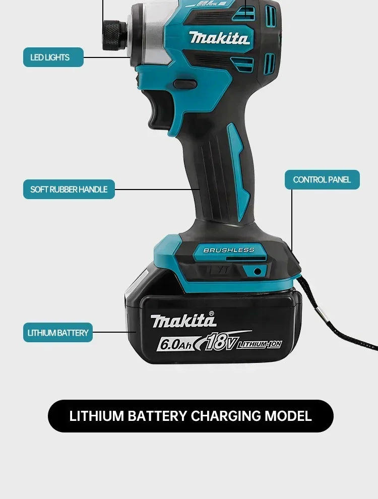 2025 Makita DTD173 bule 18v Brushless Lithium-ion Impact Driver Power Tool Multifunctional Tool, Drill Bit, Power Tool