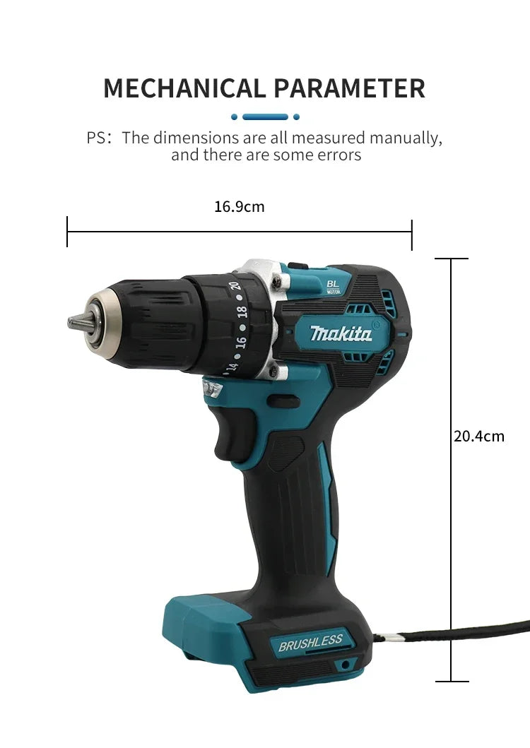 Makita DDF487 10mm brushless 18V lithium rechargeable impact drill, household hand drill, high torque electric screwdriver