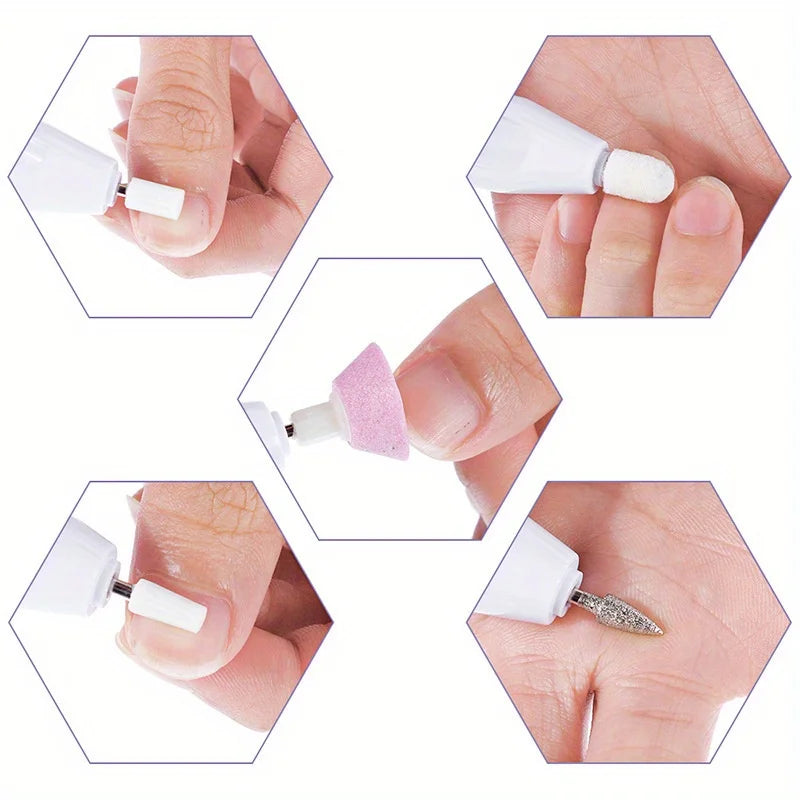 6 In 1 Portable Electric Nail Drill Kit, Manicure Polish Remover, Professional Nail File Pen Tool