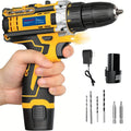 21V Electric Screwdriver Yellow Cordless Drill Set Household Power Drill Driver Home DIY Tool Kit
