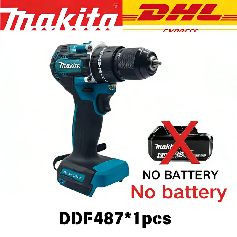 Makita DDF487 18V Cordless Brushless Electric Drill Driver Compact High Torque LXT Electric Variable Speed Brushless Motor Tool